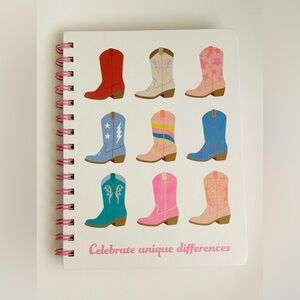 New Spiral Hard Cover Journal Cowgirl Boots 80 Lined Pages Notebook made Vietnam